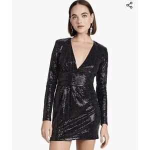 Ramy Brook Dress 2 Becky Deep V Neck Sequin Black Mini Bodycon Night Out Party